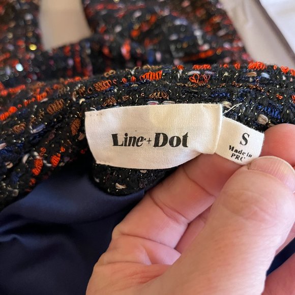 Line + Dot Size S Cropped Tweed Button-Front Jacket Hooded Metallic - Picture 2 of 12